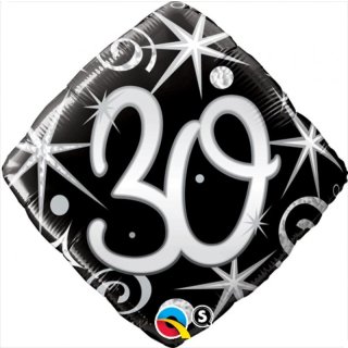 Folienballon Zahl 30 Elegant Sparkles & Swirls