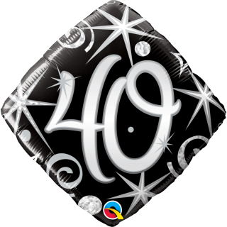 Folienballon Zahl 40 Elegant Sparkles &amp; Swirls