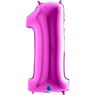 Folienballon Zahl 1 violett