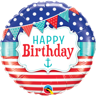 Folienballon Birthday Nautical und Pennants