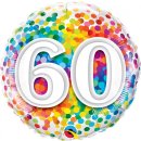 Folienballon Zahl 60 Rainbow Confetti
