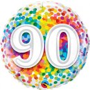 Folienballon Zahl 90 Rainbow Confetti