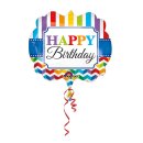 Folienballon Birthday Bright Stripe &amp; Chevron