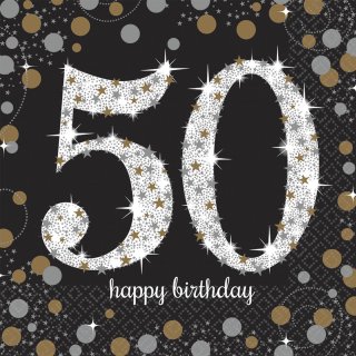 Servietten Geburtstag Zahl 50 Sparkling Celebration