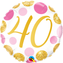 Folienballon Zahl 40 pink & gold Dots