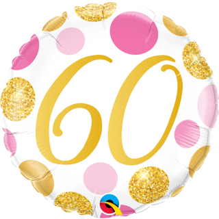 Folienballon Zahl 60 pink & gold Dots