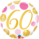 Folienballon Zahl 60 pink & gold Dots
