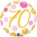Folienballon Zahl 70 pink & gold Dots