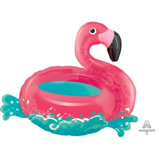 Folienfigur Flamingo Schwimmreifen groß